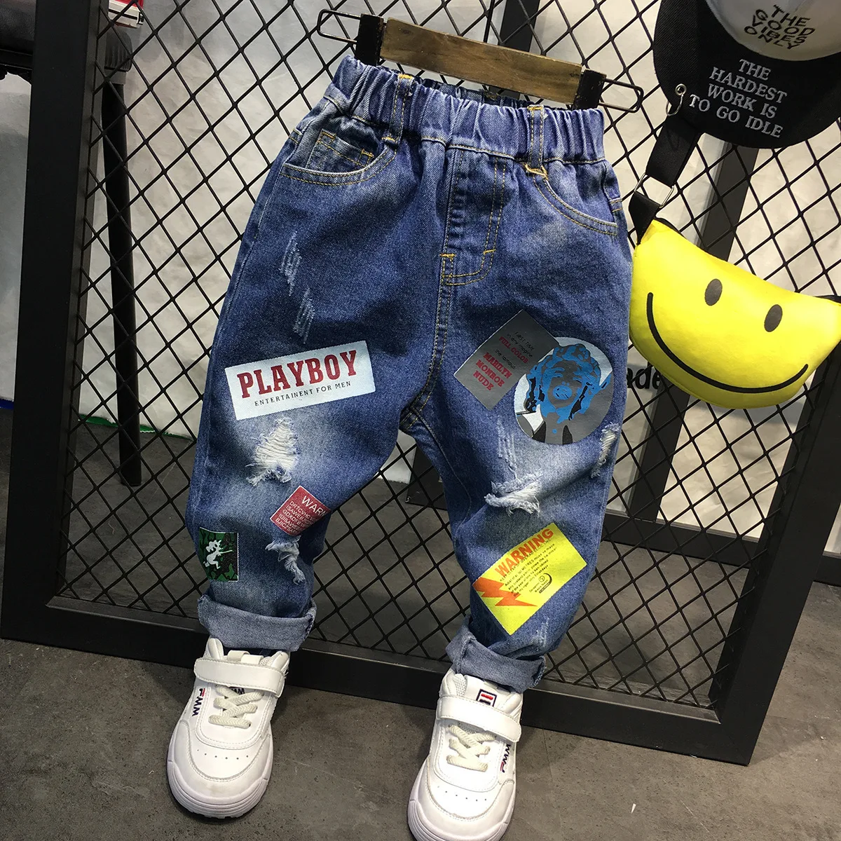 

boys jeans pants 2019 fashion spring autumn new print letter jeans casual outdoor party handsome baby kids pants 90-130cm z100