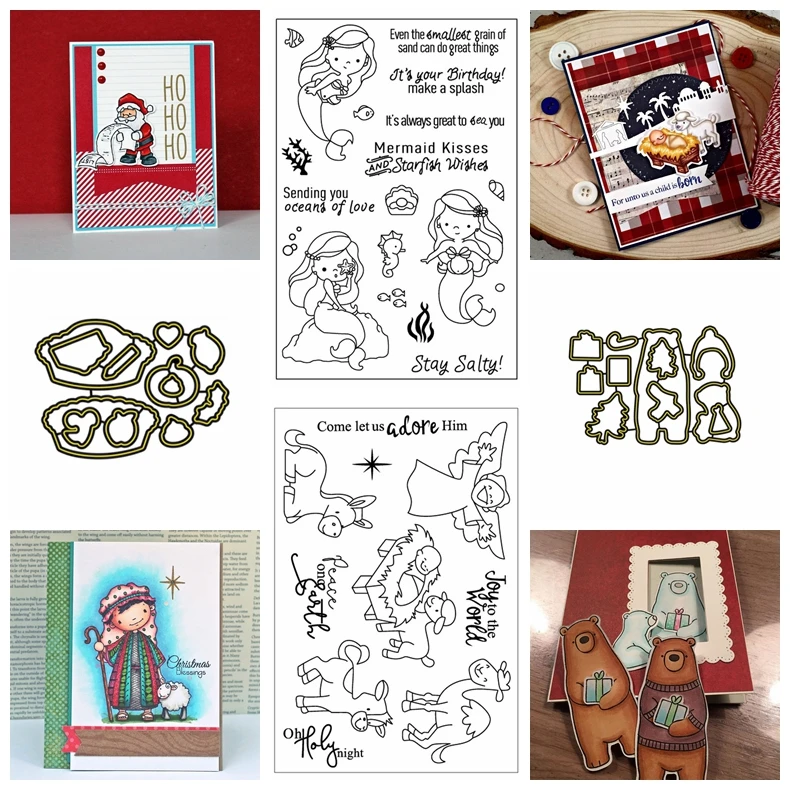 Рождественская тема Санта Клаус Русалка Милая овечка металлические Вырубные