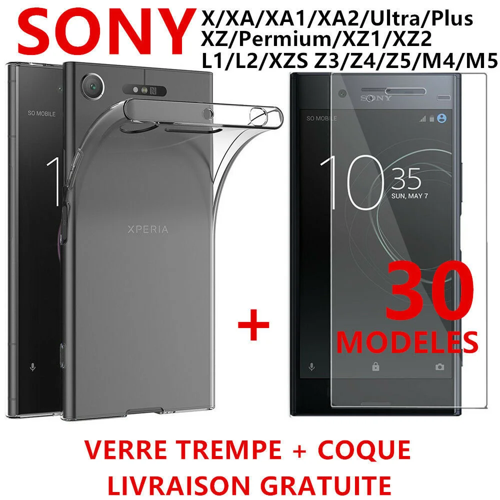 

Coque + Vitre Verre Tremp Protection For SONY XA1/X/XZ1/XZS/L1/Z/Z3/Z4/Z5