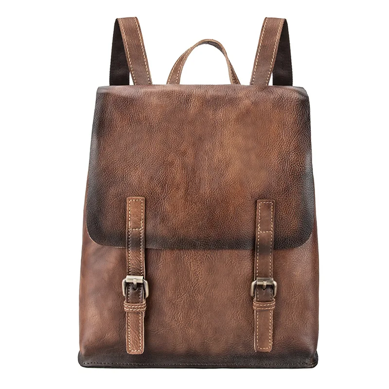 

Genuine Leather Rucksack Knapsack Male Computer Bag Vintage School Daypack Bags backpacks Oil Wax Cowhide Men Backpack