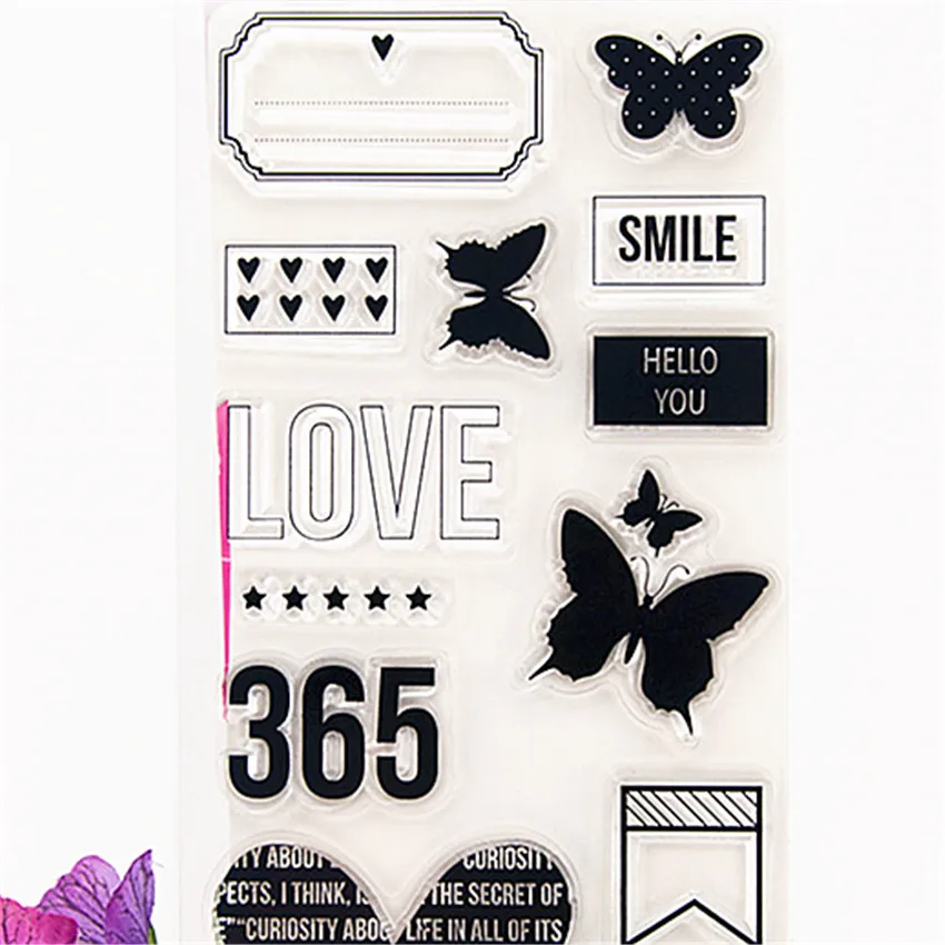 Прозрачные силиконовые штампы 10x20 см с изображением бабочки роликовые сделай сам