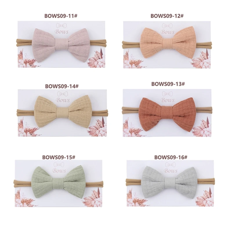 

Baby Girls Elastic Bow Headband Solid Color Bowknot Hair Band Turban Soft Cotton Headwear Hair Accessories for Newborn Toddler K