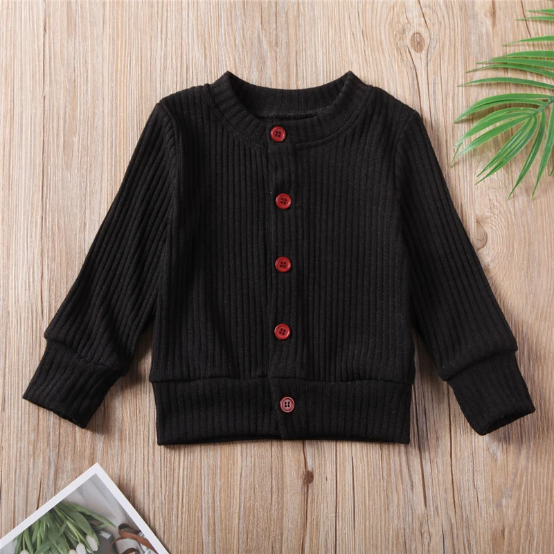 Новый Повседневный вязаный свитер для маленьких девочек кардиганы на пуговицах