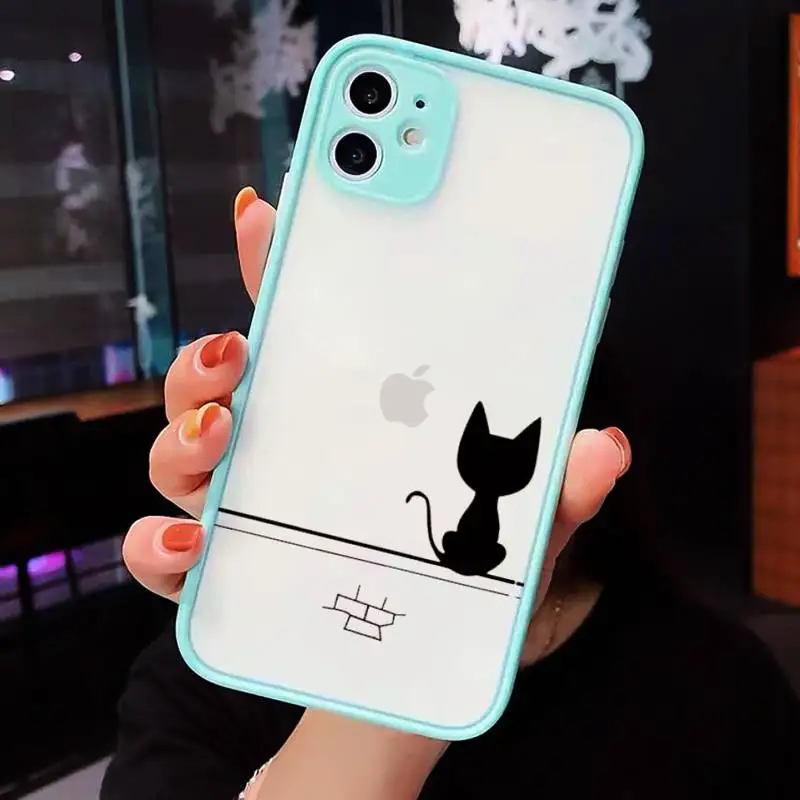 

Couples Cartoon Lovely Heart Painted-1 Phone Case For iPhone 12 11 Mini Pro XR XS Max 7 8 Plus X Matte transparent