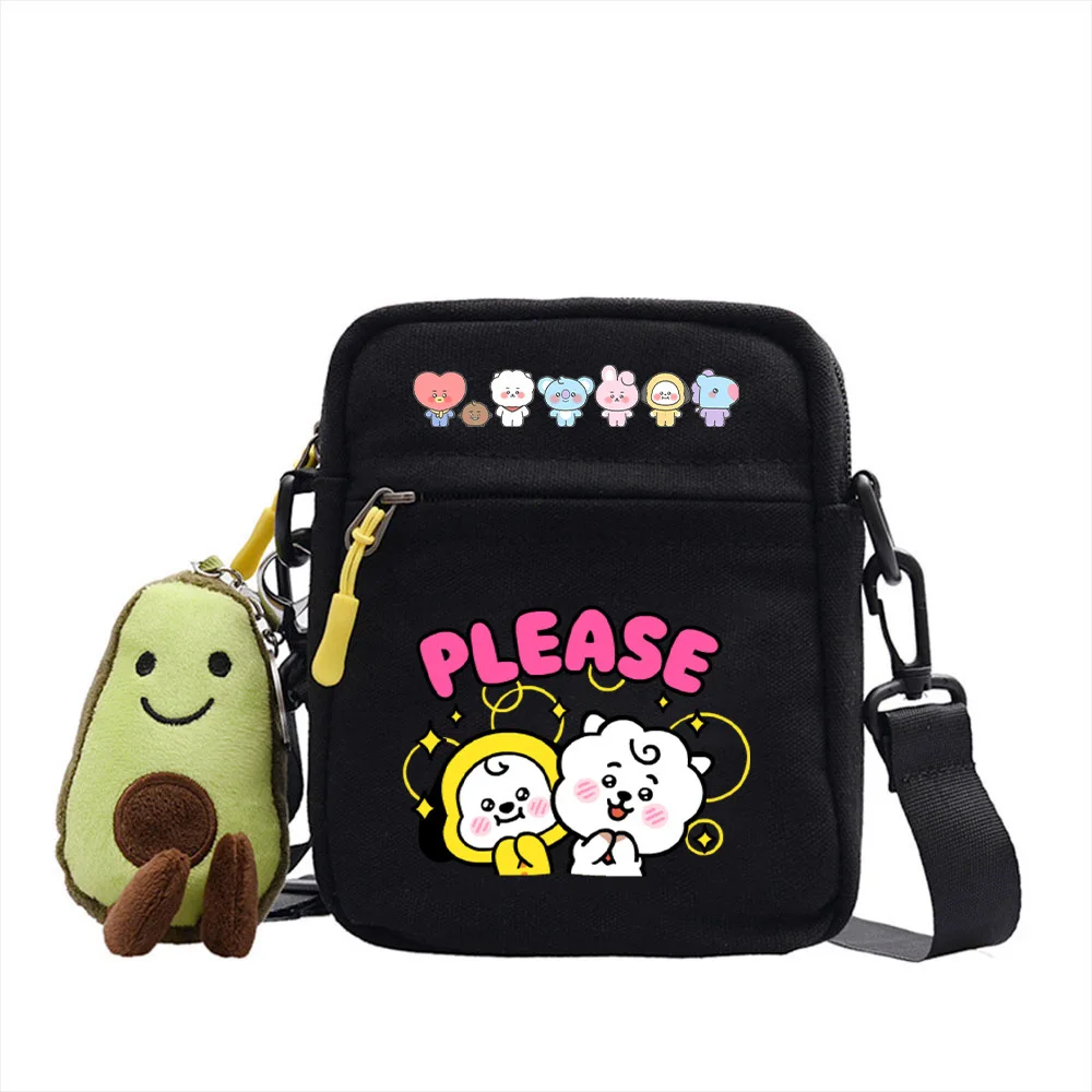 

BT21 Messenger bag Canvas Waterproof Trend Bag Fashion Korean One-shoulder Color Cartoon Cute Bangtan Boy Travel bag backpack