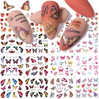 12 узоров водных переводных картинок, Бабочка, кленовый лист, наклейки для ногтей, слайдер, цветение, красочные наклейки для ногтей, сделай сам, аксессуары для ногтей