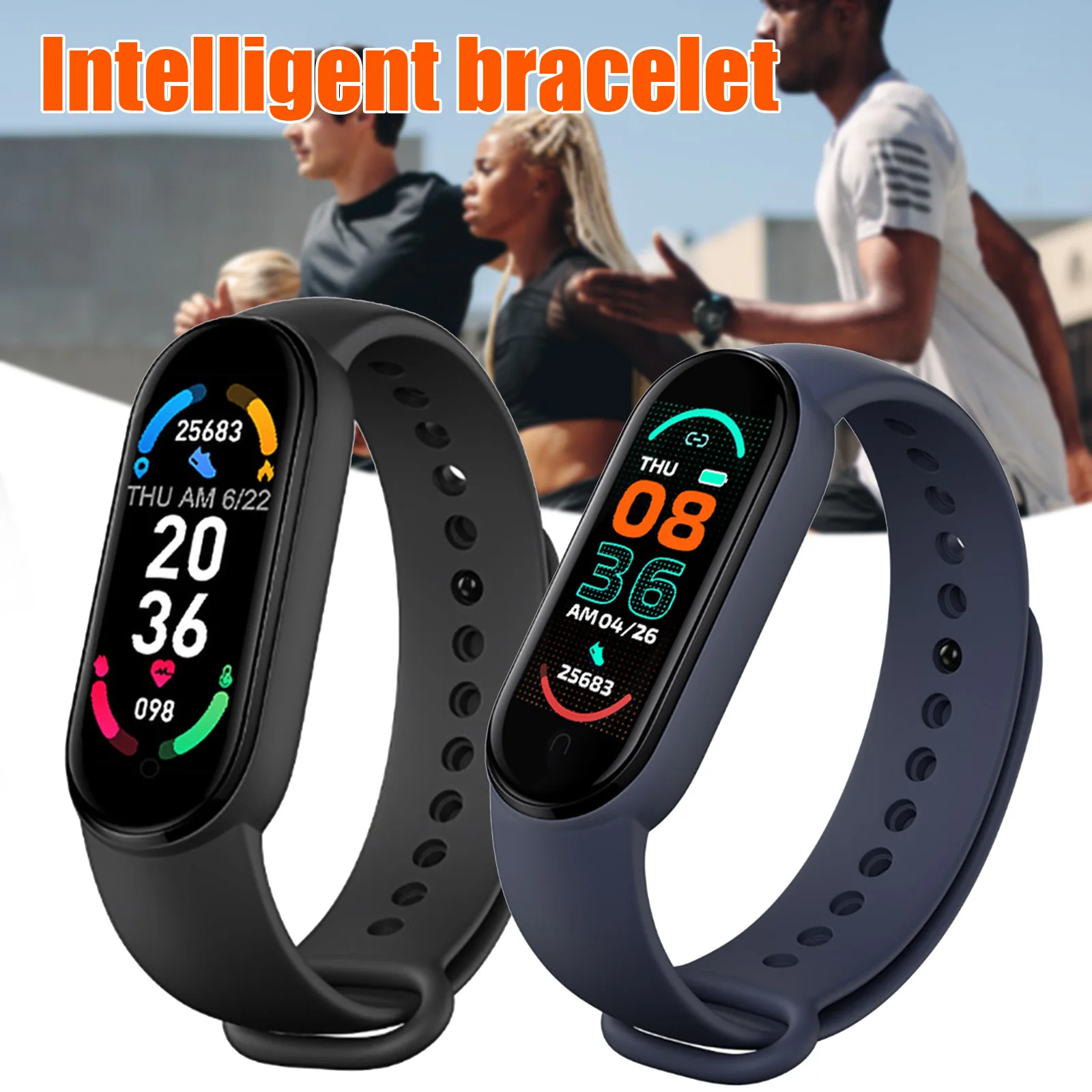 

Hot M6 Smart Bracelet Wristband Smart Sports Watch Heart Rate Blood Pressure Blood Oxygen Test IP67 Waterproof