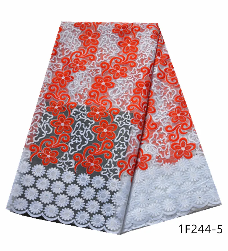 

Latest Design Hot Sale French Net Lace Fabric High Quality African Tulle Lace Fabric With Rhinestones For Nigerian Wedding 1F244