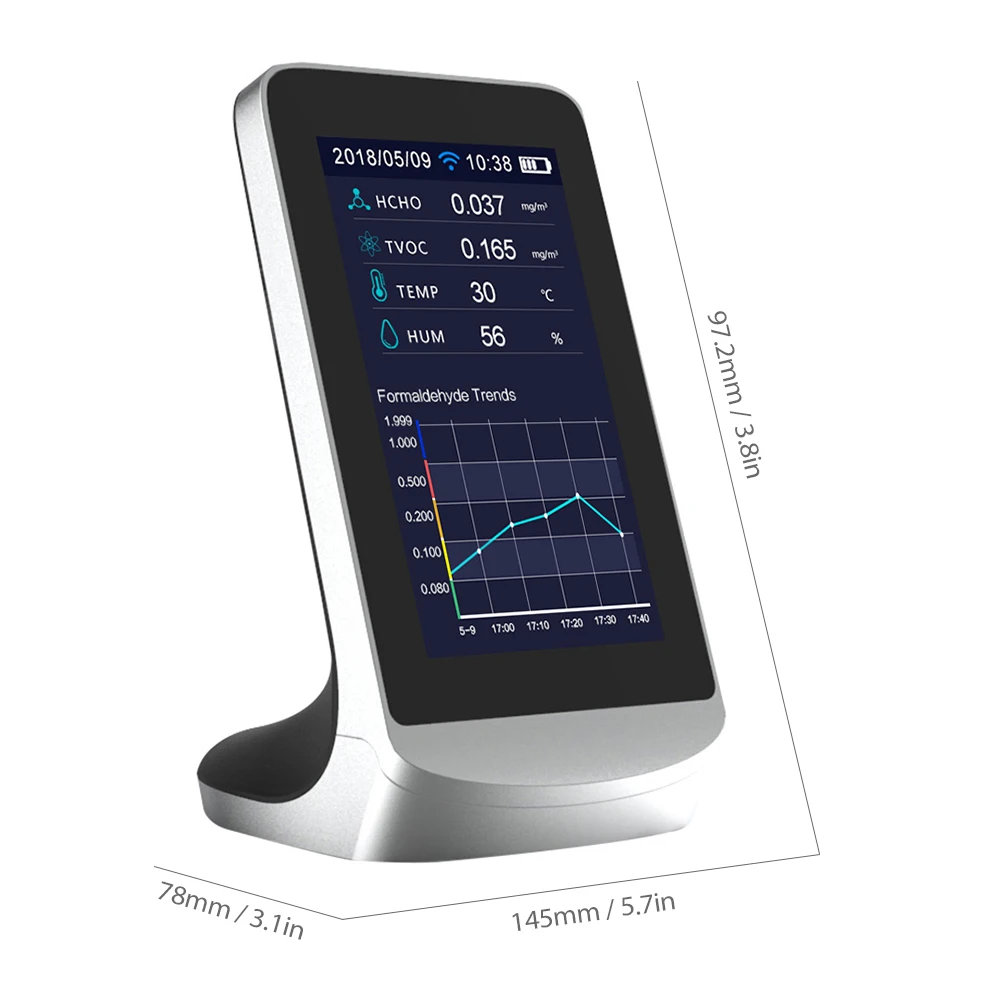 

WIFI PM2.5 PM1.0 PM10 HCHO TVOC Detector CO2 Meter Air Quality Monitor 4.3 Inch LCD Display Screen Infrared Carbon Dioxide Meter