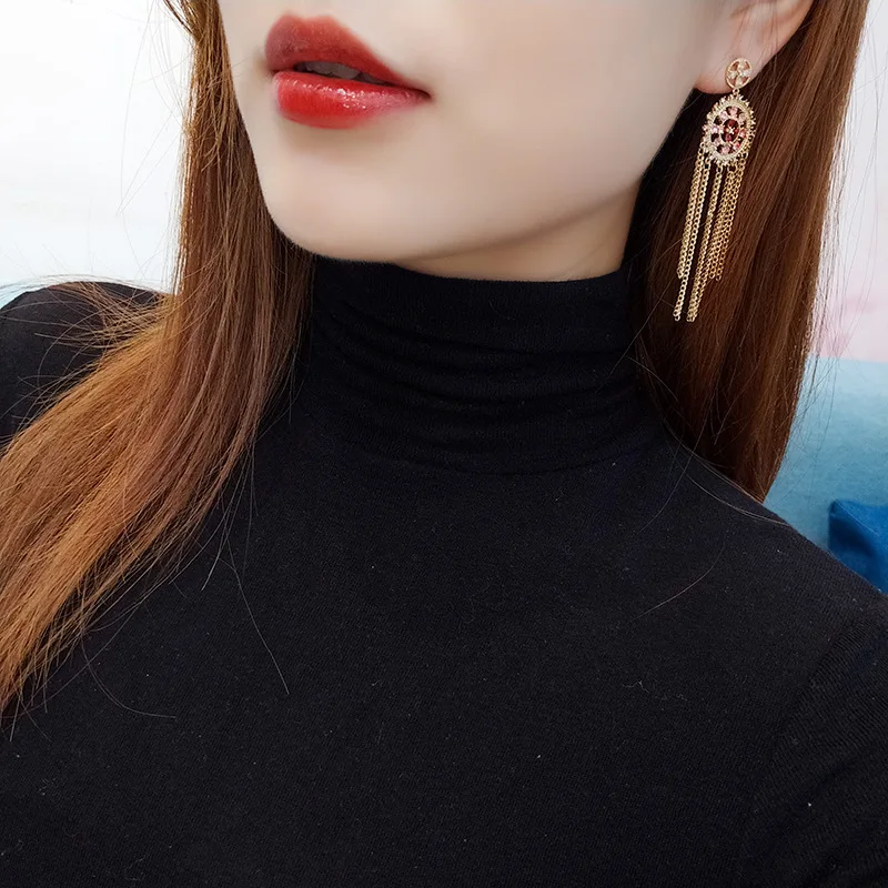 Европейские и американские изысканные винтажные длинные женские серьги с