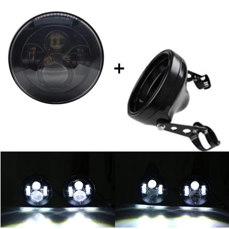 7 светильник мовый дальний и ближний свет мотоциклетный налобный фонарь черный 40