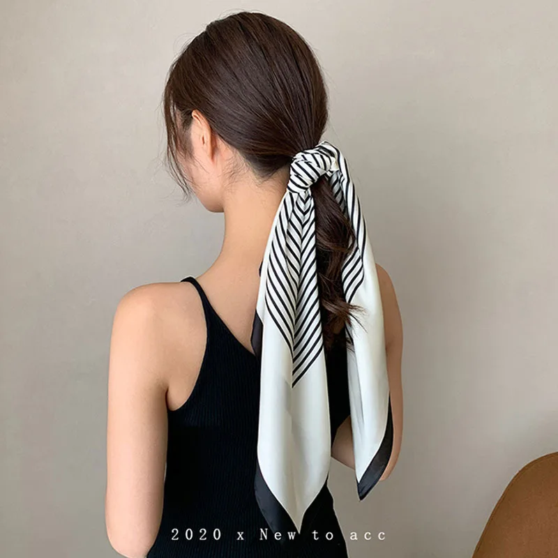 

Fashion Square Silk Scarf Women Print Neck Scarves Office Lady Hair Band Hijabs Kerchief Female Shawl Hair Unisex Bandana Pareo