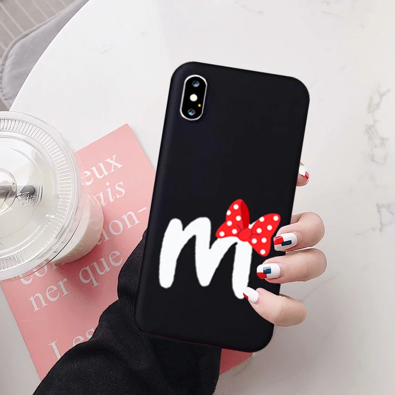 Чехол JAMULAR с милым бантом и надписью A B для iPhone X 11 Pro XS MAX XR 7 6 6s 8 Plus забавный мягкий