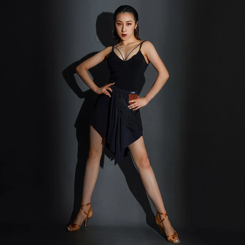 

Latin Dance Skirt Fringed Skirt Women's Sexy Irregular Short Skirts Ballroom/Cha Cha/Samba Practice Wear Training Skirt DWY4284