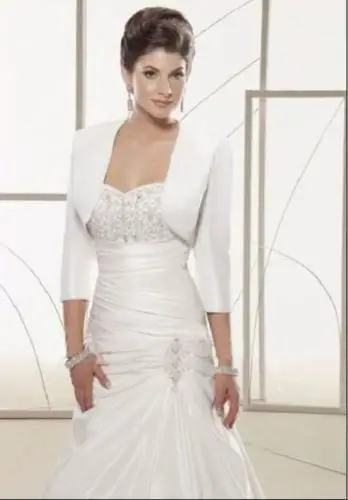 Свадебное болеро атласная накидка с рукавом 3/4 свадебное болеро|Свадебные