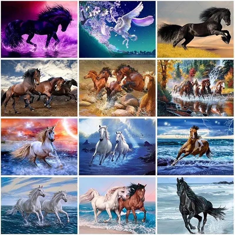 

5D Diy Mosaic Embroidery Horse Animals Diamond Painting Wall Home Decoration Full Drill Cross Stitch Art Handmade Gifts Crafts
