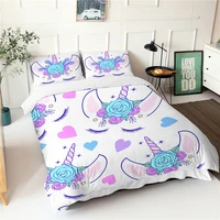 kids comforter bedding set cute cartoon unicorn 3d printed duvet cover home textiles with pillowcases double bed coverlet