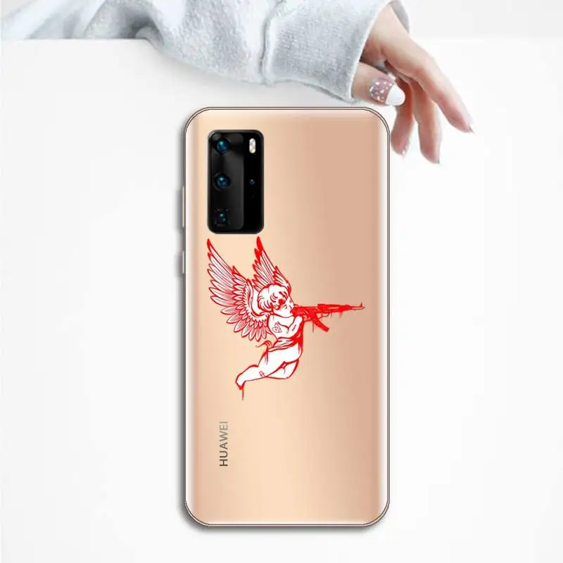 

Angel with gun Phone Cases Transparent for Huawei P20 P30 P40 lite pro P smart 2019 honor 8x 10i