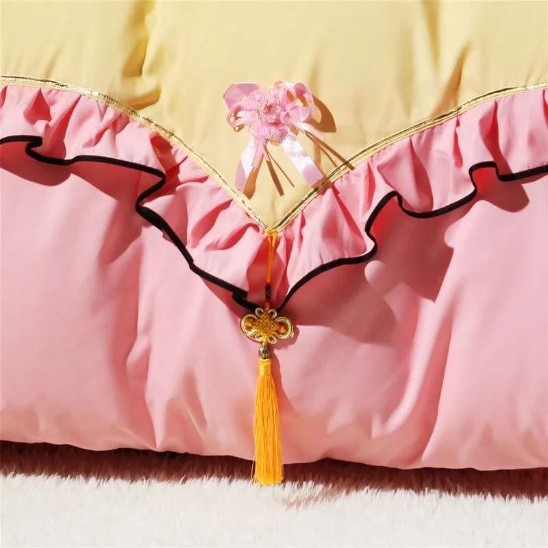 Classic Bedding Set Luxury Lotus Leaf Bed Sheet Quilt Cover Pillowcase Family Comfortable Breathable Comforter | Дом и сад