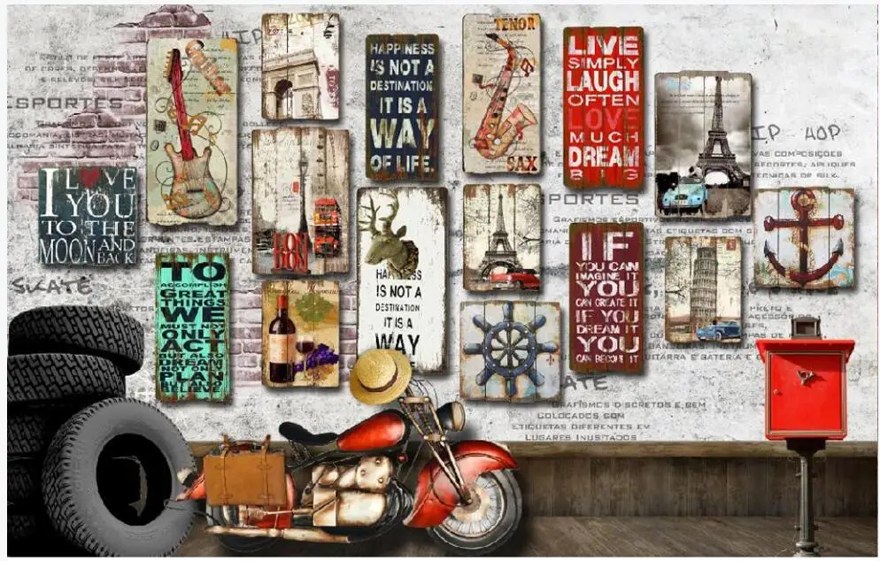 Настенные 3d фотообои на заказ Декор для дома и бара в стиле ретро Ностальгический