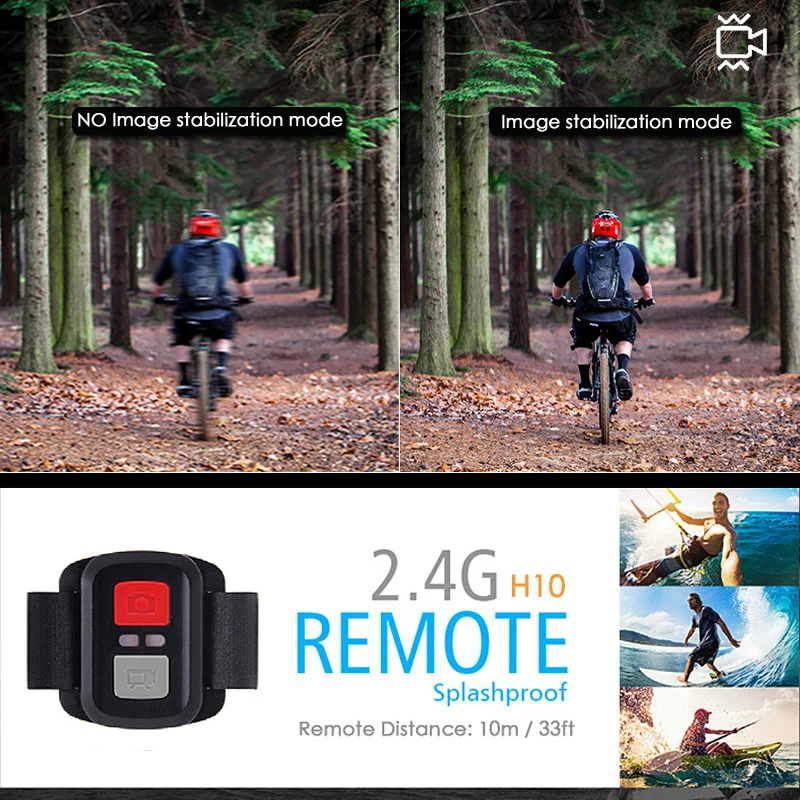 Экшн-камера EIS FCCWO H10 4K/60FPS 20 МП Wi-Fi 2 0 дюйма ЖК-дисплей 170D | Электроника