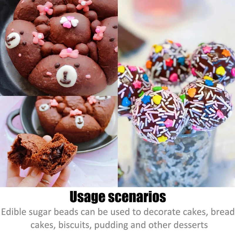 Съедобные сахарные бусины Любовные конфетные жемчужины 50 г Декор для торта Яркий самостоятельный кулинарный топпер.