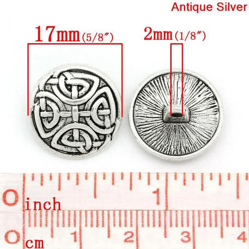 

30PCs Metal Buttons Fit Scrapbooking Pattern Carved Silver Tone Round Buttons For Clothes DIY Sewing Accessories 17mm