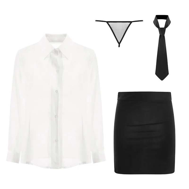 

Miss Secretary Costume Sexy Women Teacher Cosplay Mini Skirt Secretary Office Uniform Roleplaying Blouse Outfit Themed Dress