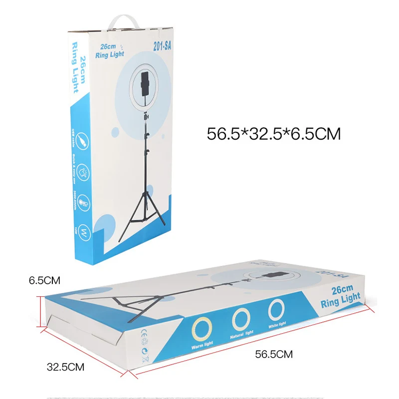 

Dimmable 26CM LED Selfie Ring Light with Tripod USB Selfie Light Ring Lamp Ringlight with Flexible Stand for Phone Camera Studio