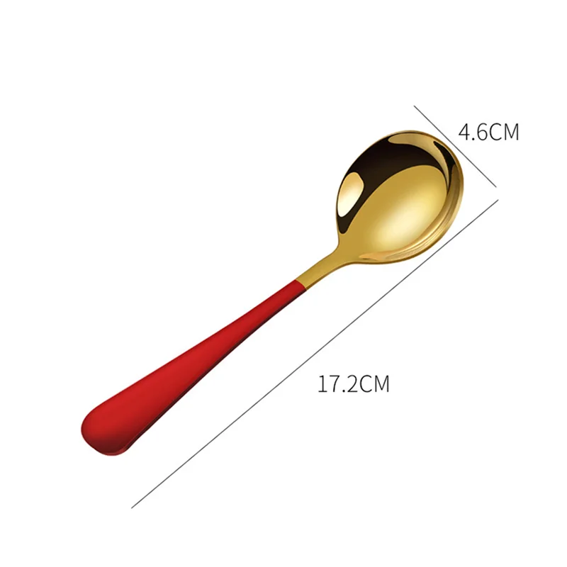 17.2cm*4.6cm Stainless Steel Coffee Spoons Round Head Home Tea Ice Cream Dessert Spoon Dinner Tableware Kitchen Accessories images - 6