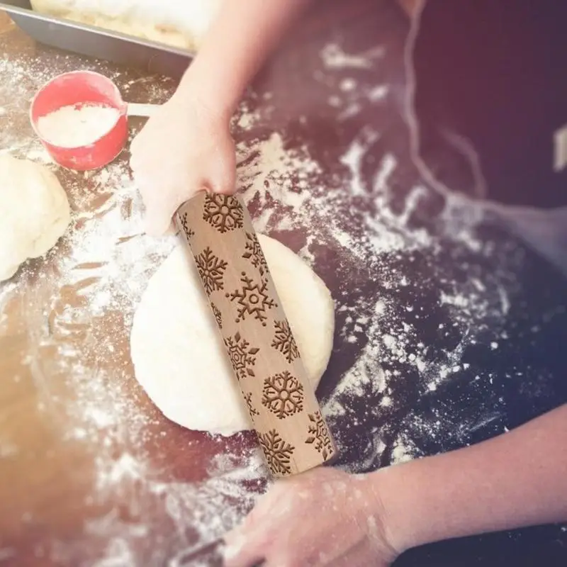 Рождественский подарок узор тисненая Скалка Для DIY кухонные пряники тиснение