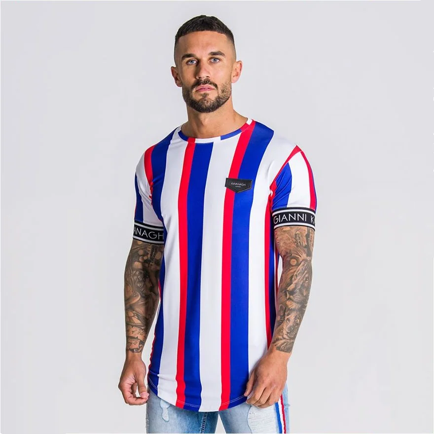 

2021 new men Short sleeve t shirt Men Fitness Slim Street Blue T-shirt Siksilk Gyms Tees Tops Summer Fashion Casual clothi