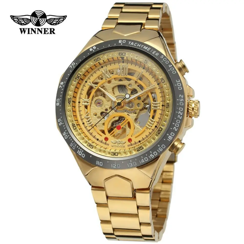 

Winner New Men's Fashion Mechanical Watch Hollow Out Automatic Mechanical Watch Stainless Steel Watch