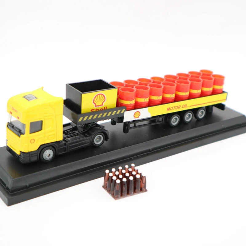 Модель грузовика с прицепом из сплава и пластика, желтого и белого цвета, размером 20*2.8*4.2 см, изысканный детский образовательный игрушечный подарок для мальчиков на день рождения.