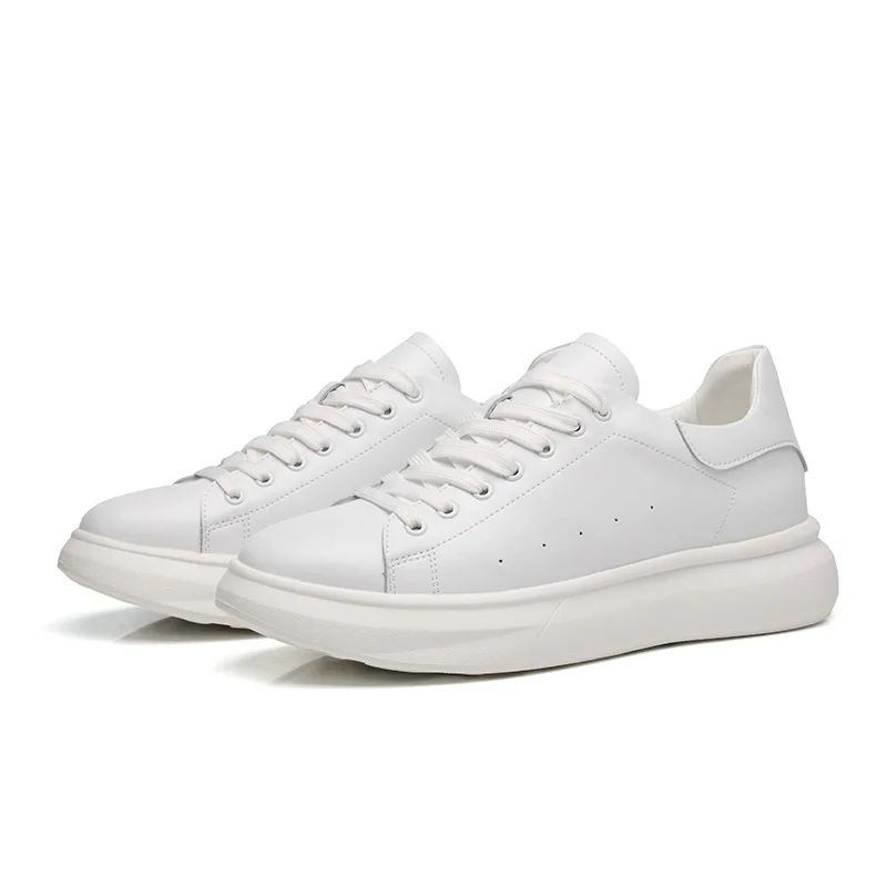 2019 Autumn Comfortable Men Shoes Lace Up Solid White Sneaker Leather Fashion Chaussure Casual Flat Tenis Masculino | Обувь