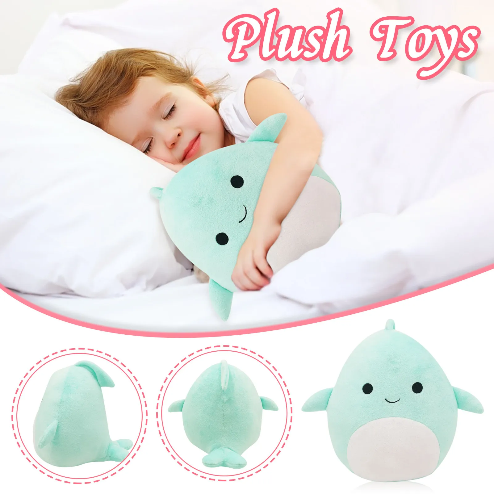 

3d Shark Green Pillow Soft Lumbar Back Cushion Plush Stuffed Toy Kawaii Christmas Gift For Kids Kawaii Valentine Present