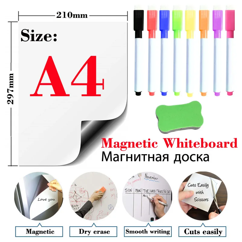 Magnetic soft whiteboard refrigerator stickers erasable memo message board office teaching practice writing board door stickers