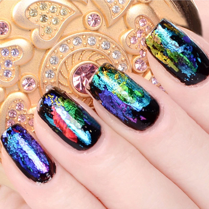 Наклейка для дизайна ногтей зеленая фиолетовая Радужная 1 рулон 24 цвета|Стикеры и