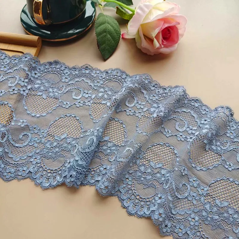 2M/lot 16-22cm wide Light blue apricot dark green embroidery stretch lace skirt garment trimming stitching fabric AC185 | Дом и сад