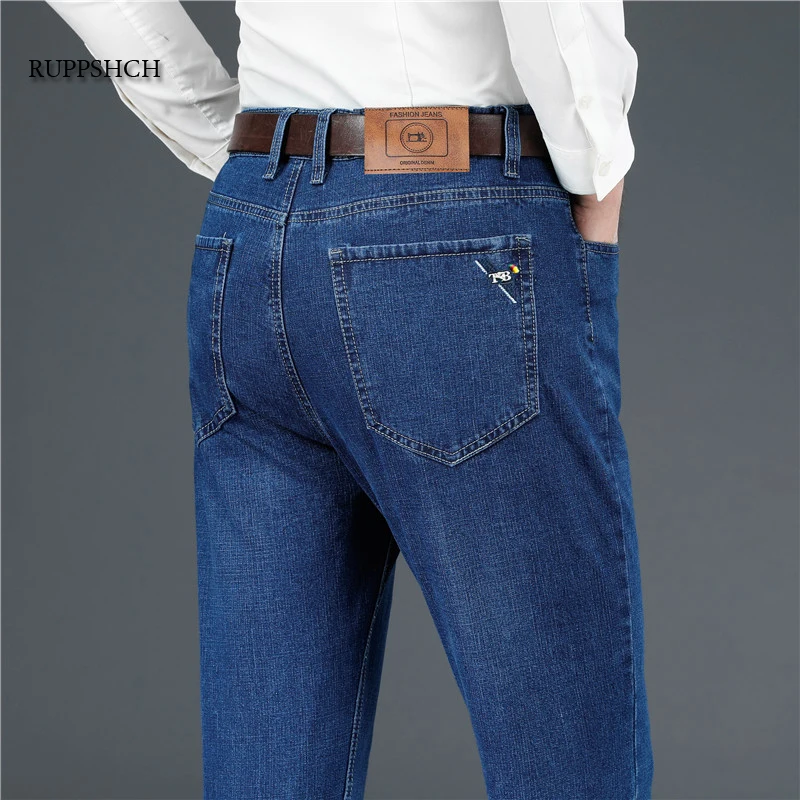 

2021 New Men Jeans Classic Style Business Casual Senior Stretch Regular-Version Denim Trousers Black Blue Pants Men