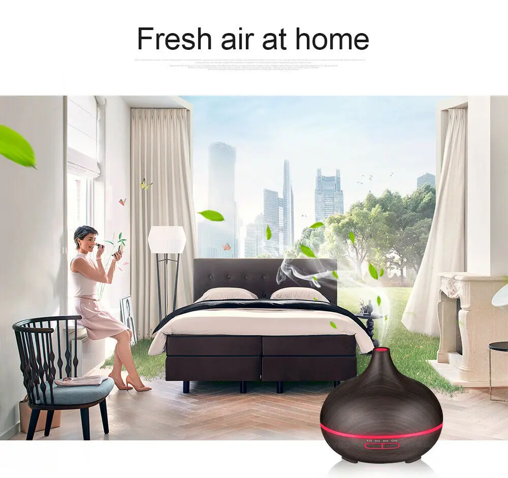 

550ml Air Humidifier diffusers Aroma purifier MistMaker led light Essential Oil Diffuser wood grain Aromatherapy for Home