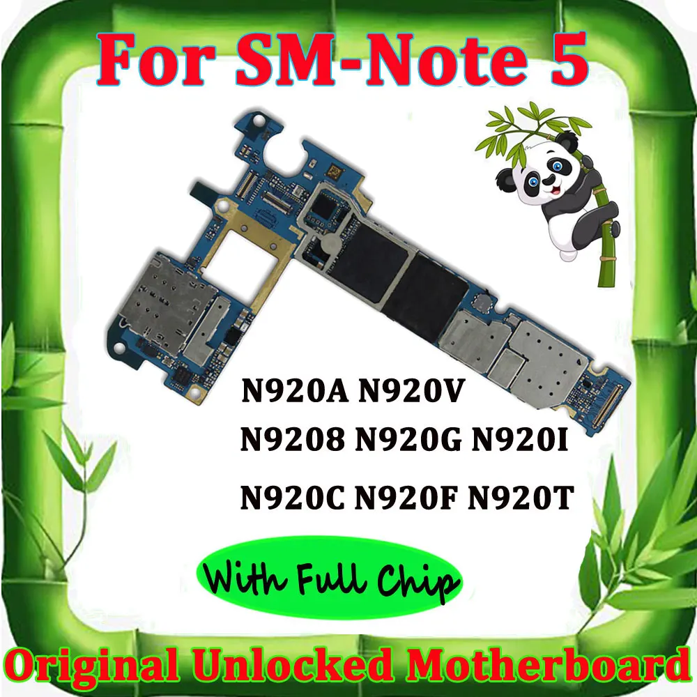 Для samsung Galaxy Note 5 N9208 N920G N920I N920C N920F N920T N920A N920V разблокированная материнская плата с чипами оригинальная материнская плата