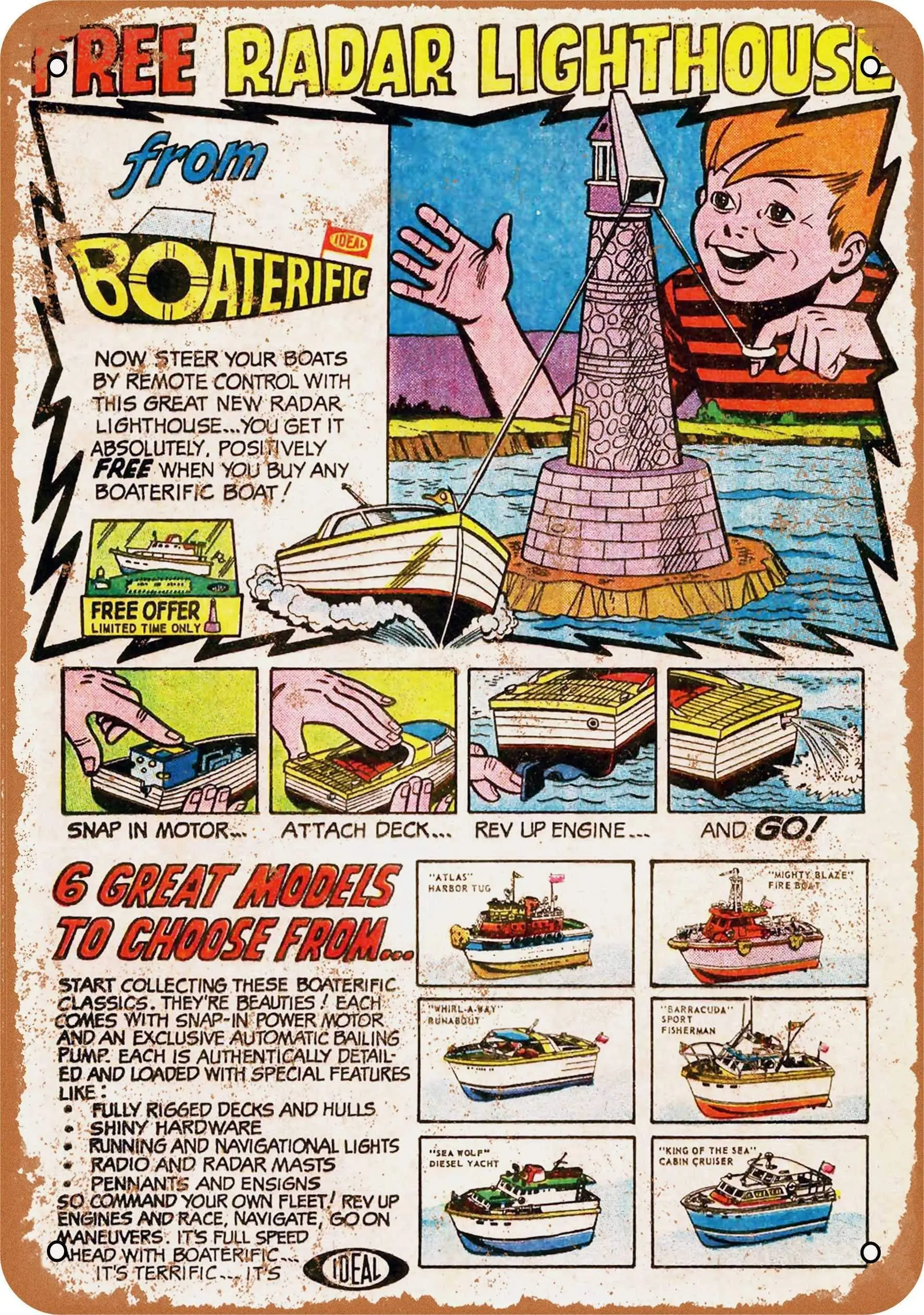 

SLALL 1968 Boaterific Toys Retro Street Sign Household Metal Tin Sign Bar Cafe Car Motorcycle Garage Decoration