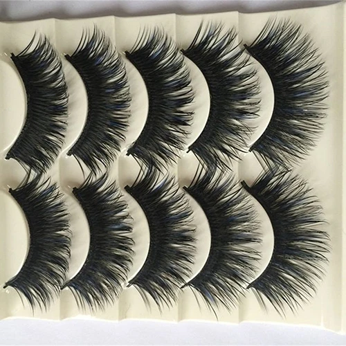 5 пар длинных густых накладных ресниц ручной работы синие и черные ресницы для