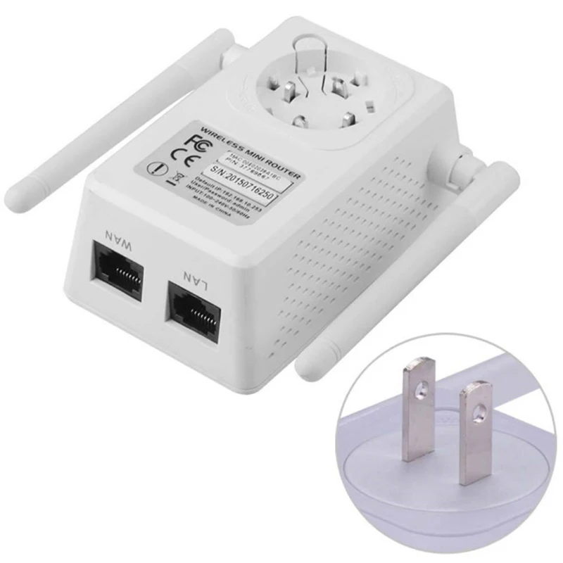 300Mbps Mini Router WiFi Repeater Network Range Extender Booster N300 Wi-Fi Single Increase Dual External Antennas EU Plug | Компьютеры и