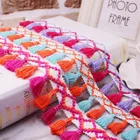 Кружевная лента для шитья, бахрома, кружевная ткань, отделка помпонами, ширина 4,5 см, бахрома, вышивка, ткань для одежды, аксессуар ручной работы, 1 ярд