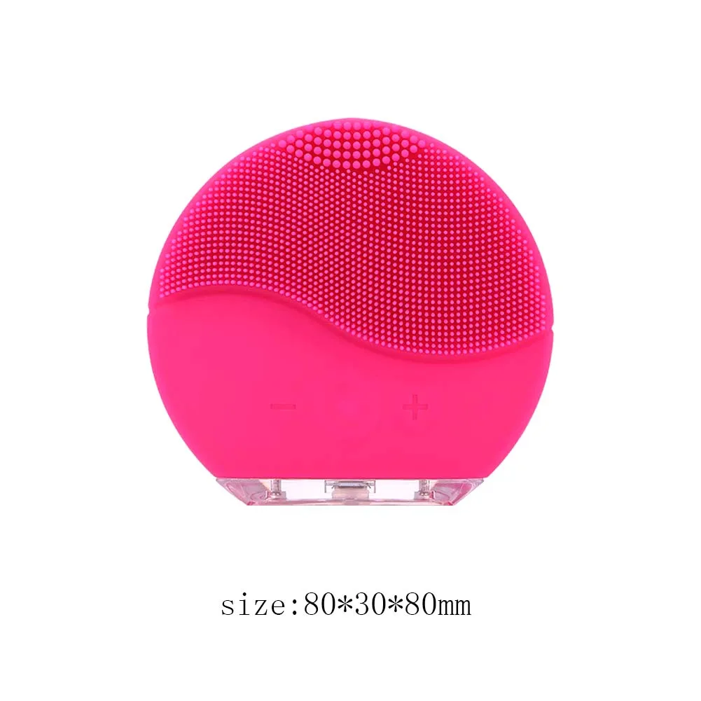

Portable Electric Silicone Facial Brush Waterproof Face ScrubbersCleanser Massager Brush Skin Care USB Rechargeable Red