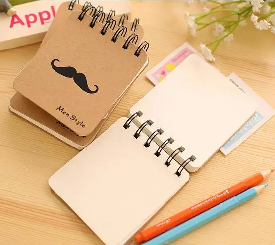 1 упак./лот мини записная книжка на пружинке усы серии крафтоберточная бумага