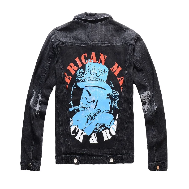 

2021 Fashion Streetwear Designer Men Jacket Retro Blue Black Embroidery Denim Jackets Men Size Hip Hop Punk Coats Men Clothing