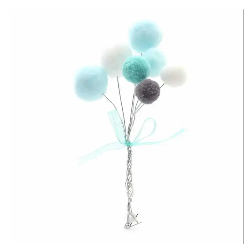 Разноцветный Топпер для кексов и тортов меховой плюшевый шар искусственная